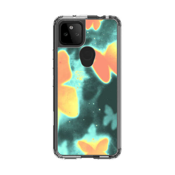Bright Glowing Orange Butterflies Blue Background Google Pixel 5a 5G Case