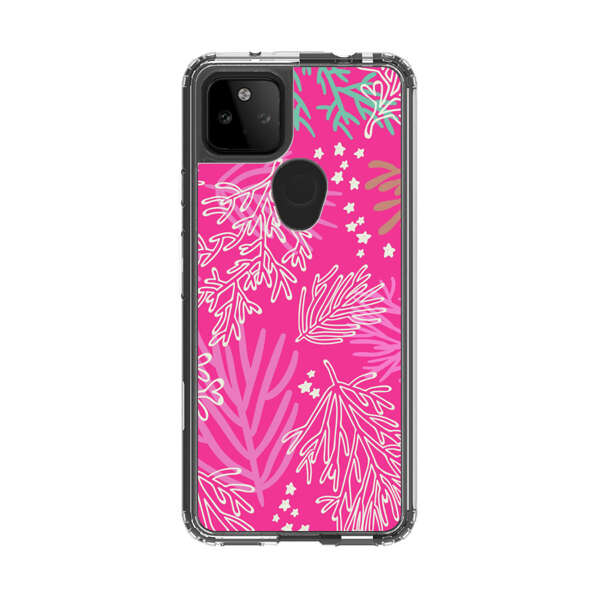 Bright Pink Tropical Leaf Pattern Google Pixel 5a 5G Case