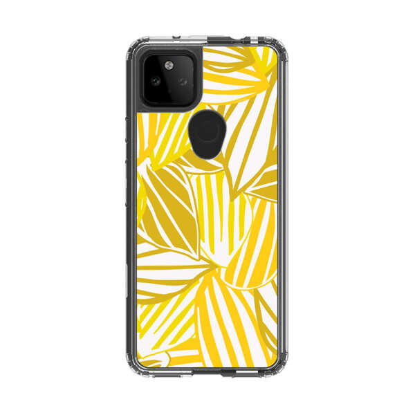 Bright Yellow Striped Tropical Leaves Pattern Google Pixel 5a 5G Case