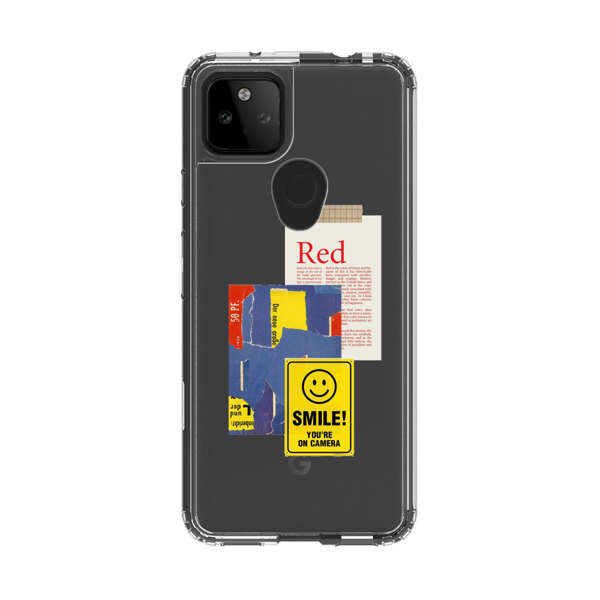 Collage Torn Paper Smiley Face Yellow Sign Google Pixel 5a 5G Case