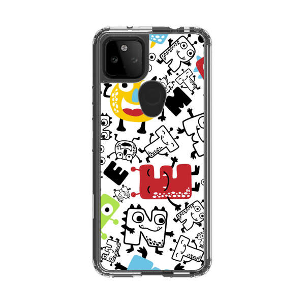 Colorful Cartoon Monsters Letters Pattern Google Pixel 5a 5G Case