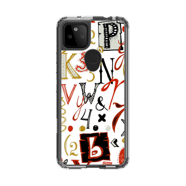 Colorful Hand Drawn Letters and Numbers Pattern Google Pixel 5a 5G Case