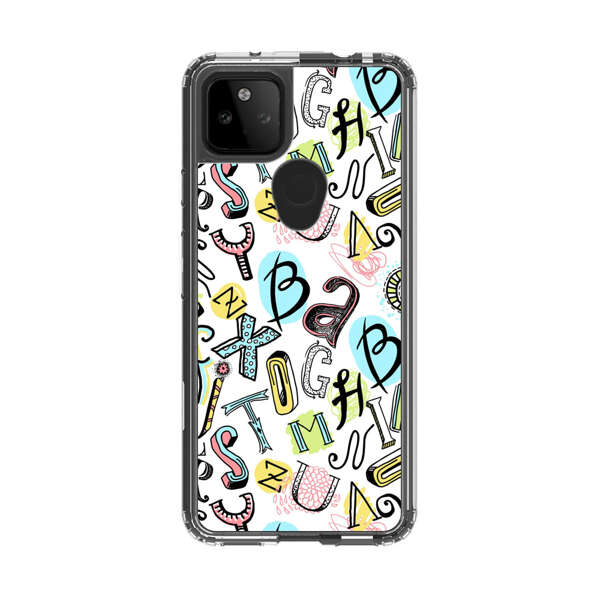 Colorful Scattered Alphabet Letters Pattern Google Pixel 5a 5G Case