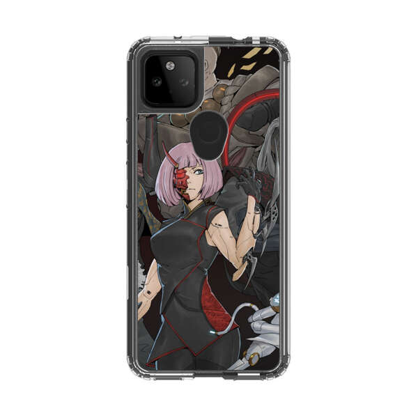 Futuristic Cyberpunk Warriors and Robotic Cat in Dynamic Pose Google Pixel 5a 5G Case