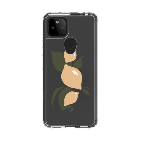 Minimalistic Beige Lemons with Green Leaves Google Pixel 5a 5G Case