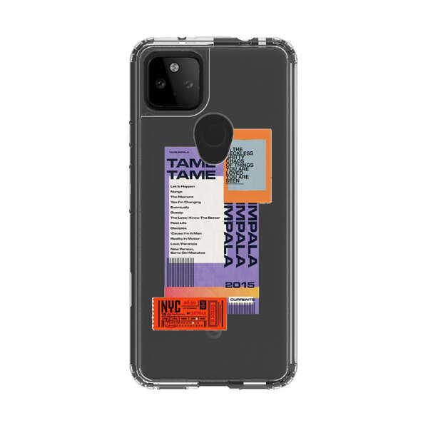 Modern Graphic Collage with Typography and Ticket Elements Google Pixel 5a 5G Case