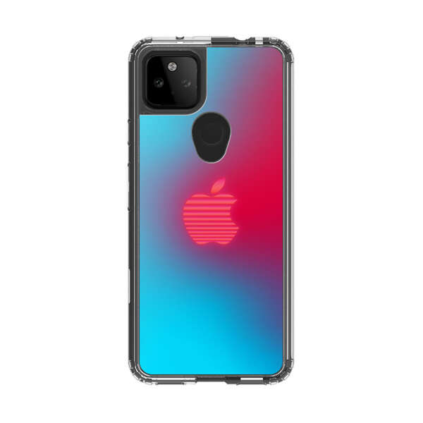 Neon Striped Apple Logo Gradient Background Google Pixel 5a 5G Case