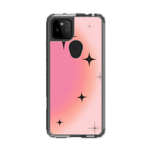 Pink Peach Gradient with Black Stars Google Pixel 5a 5G Case