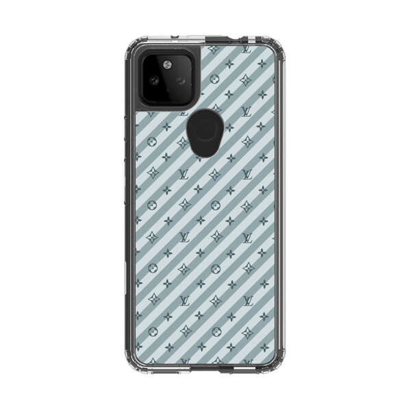 Stylish Blue Diagonal Striped Luxury Logo Pattern Google Pixel 5a 5G Case