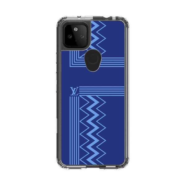 Stylish Geometric Zigzag Pattern in Blue Google Pixel 5a 5G Case