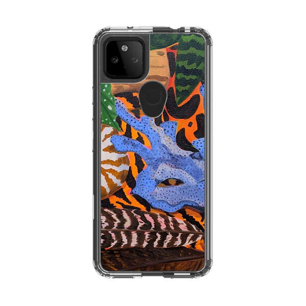 Tropical Coral Seashell Feathers on Tiger Pattern Google Pixel 5a 5G Case