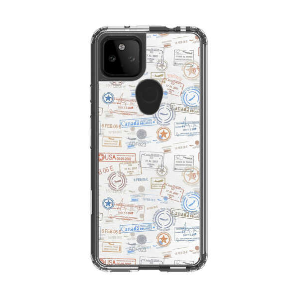 Vintage Passport Stamps Pattern Google Pixel 5a 5G Case