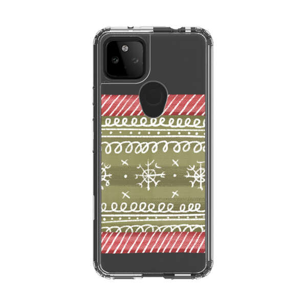 Winter Pattern with Snowflakes and Red Stripes Google Pixel 5a 5G Case