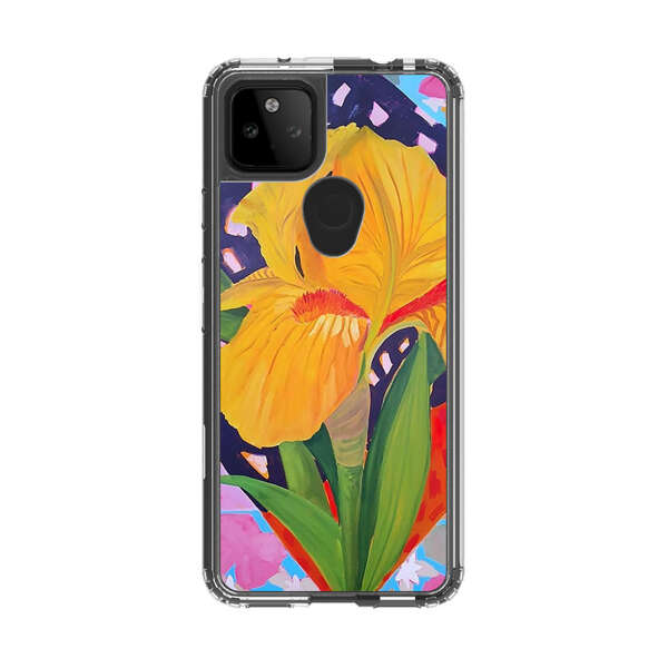 Yellow Iris Flower with Colorful Patchwork Background Google Pixel 5a 5G Case