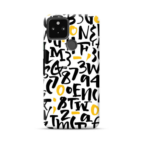 Abstract Typography Letter Number Pattern Google Pixel 5a 5G Hard Case