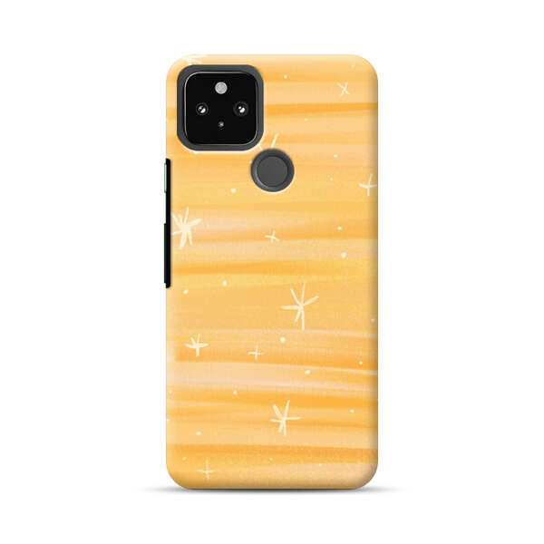 Bright Orange Star Pattern Google Pixel 5a 5G Hard Case