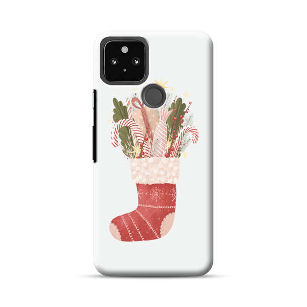 Christmas Stocking with Gifts and Candy Canes Google Pixel 5a 5G Hard Case