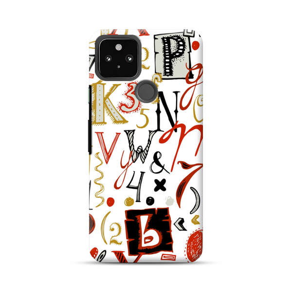 Colorful Hand Drawn Letters and Numbers Pattern Google Pixel 5a 5G Hard Case