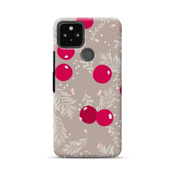 Cranberries and pine branches holiday pattern Google Pixel 5a 5G Hard Case