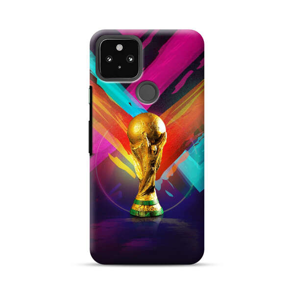 Golden Soccer Trophy with Colorful Abstract Background Google Pixel 5a 5G Hard Case