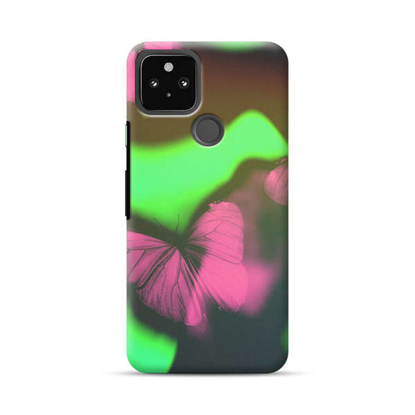 Pink Butterflies Green Background Google Pixel 5a 5G Hard Case