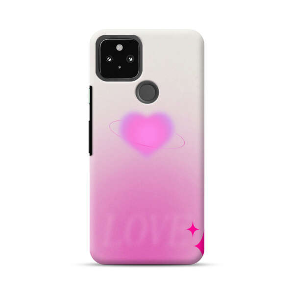 Pink Glowing Heart Love Sparkle Google Pixel 5a 5G Hard Case