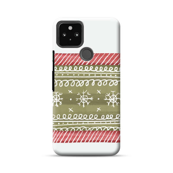 Winter Pattern with Snowflakes and Red Stripes Google Pixel 5a 5G Hard Case