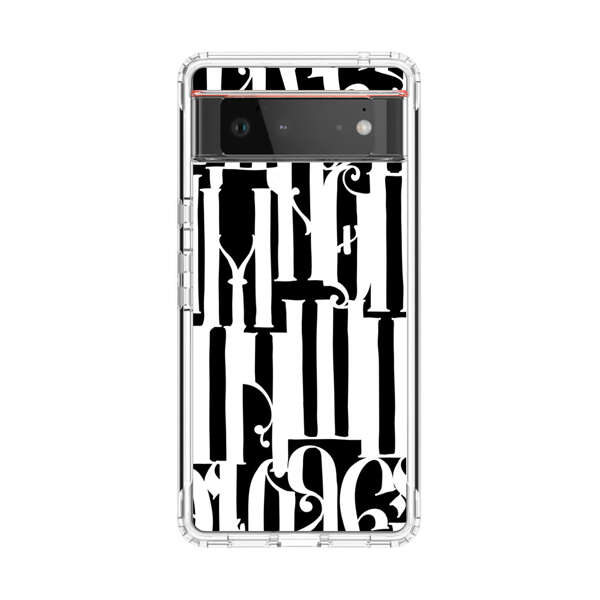 Abstract Black and White Pattern with Ornamental Letters Google Pixel 6 Case