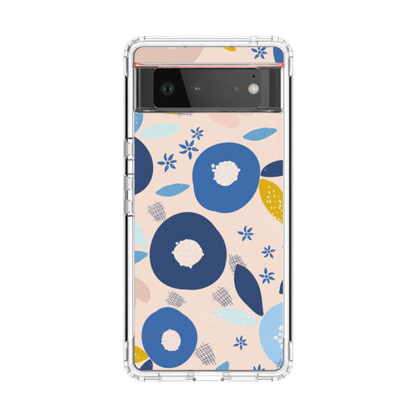 Abstract Floral Pattern with Blue, Pink and Mustard Flowers Google Pixel 6 Case