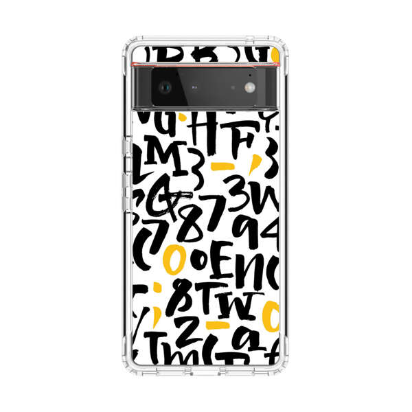 Abstract Typography Letter Number Pattern Google Pixel 6 Case