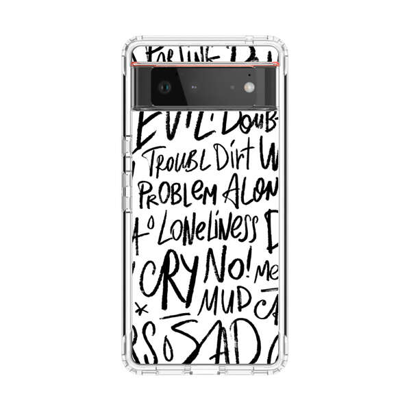 Black and White Negative Words Pattern Google Pixel 6 Case