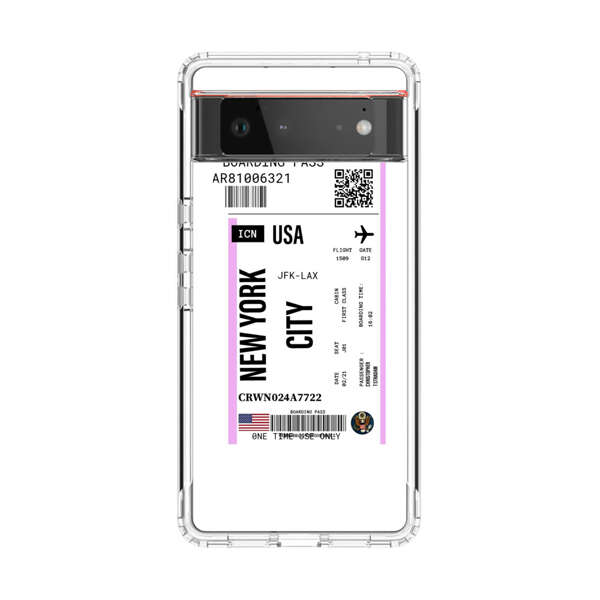 Boarding Pass New York City Flight Ticket Google Pixel 6 Case