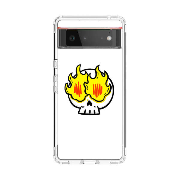 Cartoon Skull with Flames Google Pixel 6 Case