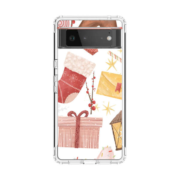 Christmas Festive Pattern with Gingerbread and Gifts Google Pixel 6 Case