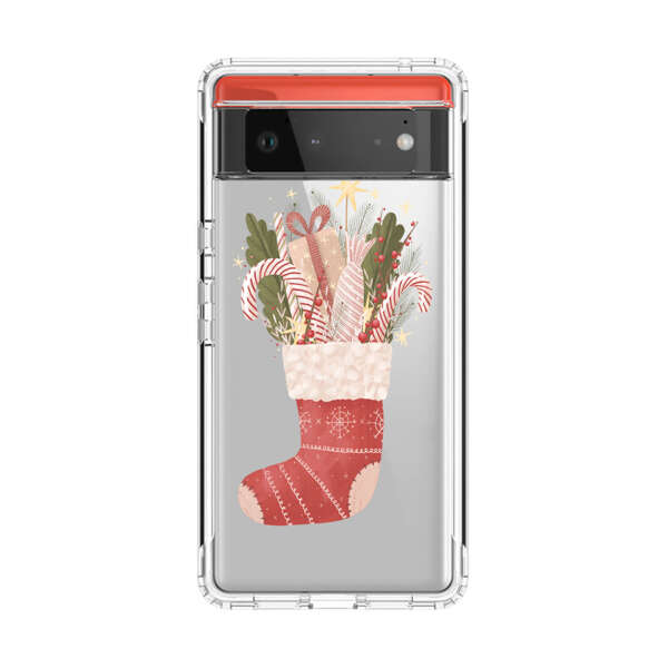 Christmas Stocking with Gifts and Candy Canes Google Pixel 6 Case
