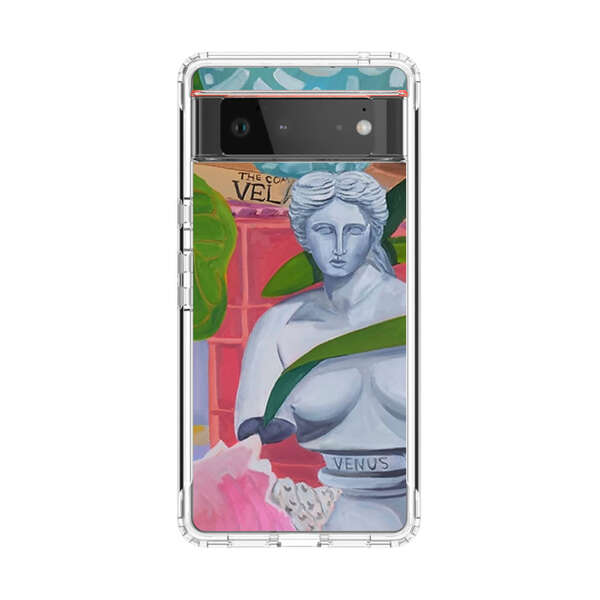 Classical Venus Bust with Green Leaves and Vibrant Vases Google Pixel 6 Case