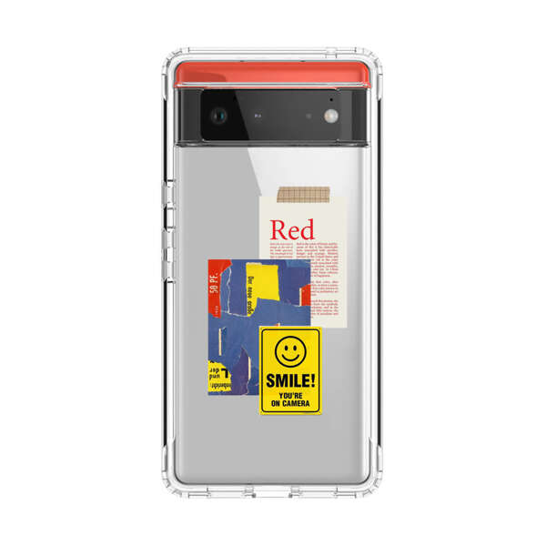 Collage Torn Paper Smiley Face Yellow Sign Google Pixel 6 Case