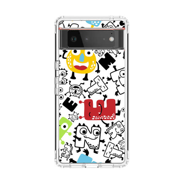 Colorful Cartoon Monsters Letters Pattern Google Pixel 6 Case