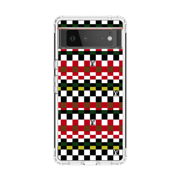 Colorful Checkerboard Stripes Pattern Google Pixel 6 Case