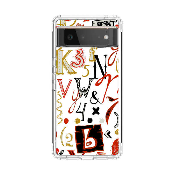 Colorful Hand Drawn Letters and Numbers Pattern Google Pixel 6 Case