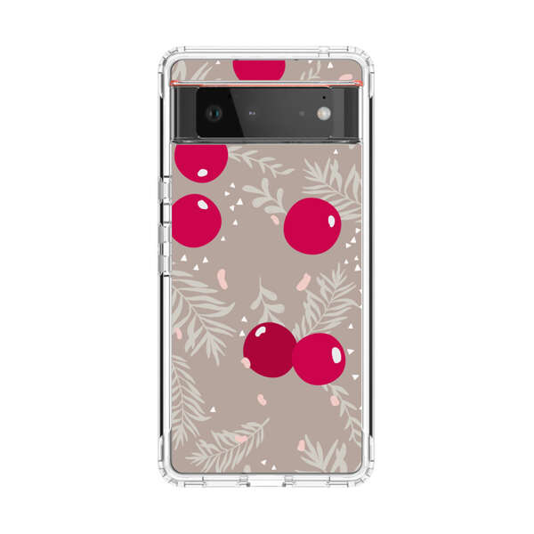 Cranberries and pine branches holiday pattern Google Pixel 6 Case