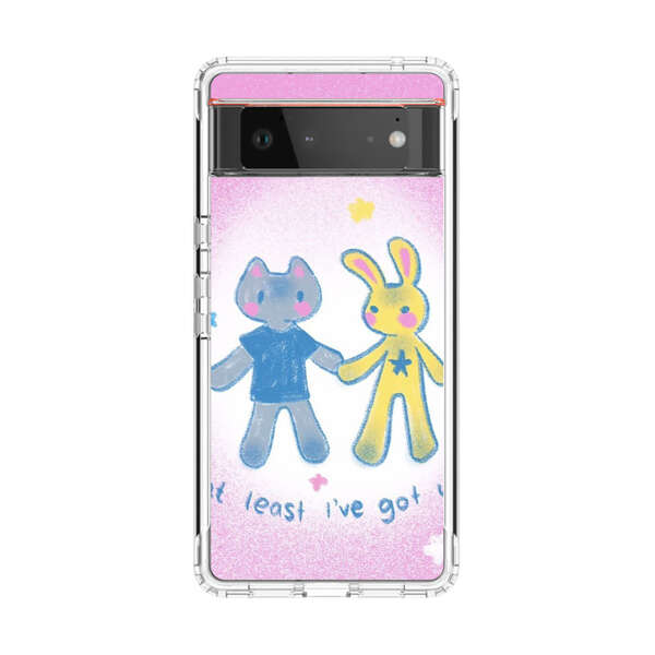 Cute Cat and Rabbit Holding Hands Google Pixel 6 Case