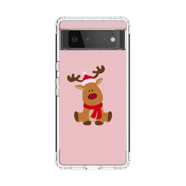 Cute Reindeer with Santa Hat and Red Scarf Google Pixel 6 Case