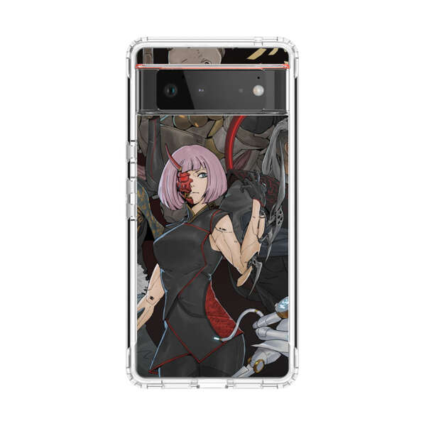 Futuristic Cyberpunk Warriors and Robotic Cat in Dynamic Pose Google Pixel 6 Case