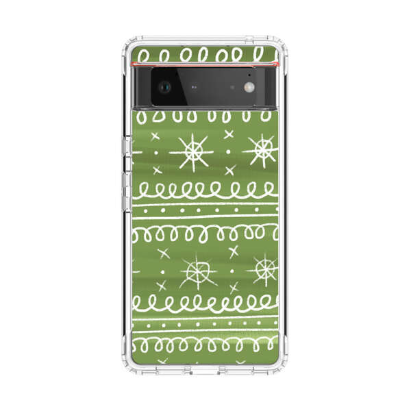 Green White Stars Loop Pattern Google Pixel 6 Case