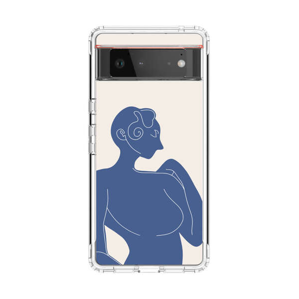 Minimalistic Abstract Female Silhouette Blue Google Pixel 6 Case