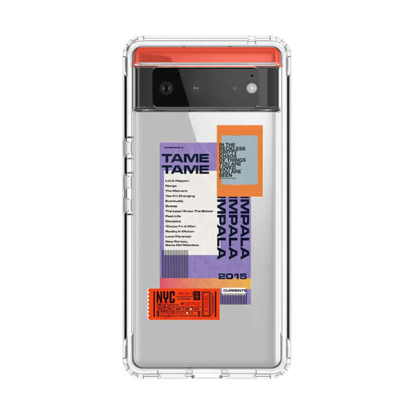 Modern Graphic Collage with Typography and Ticket Elements Google Pixel 6 Case