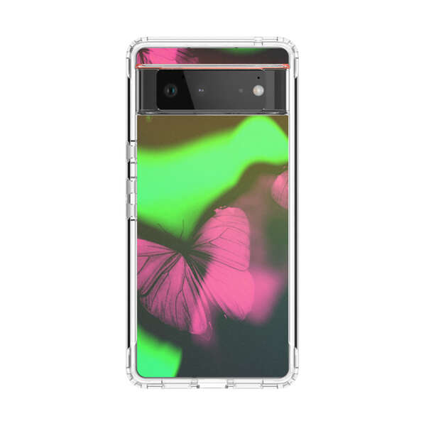 Pink Butterflies Green Background Google Pixel 6 Case
