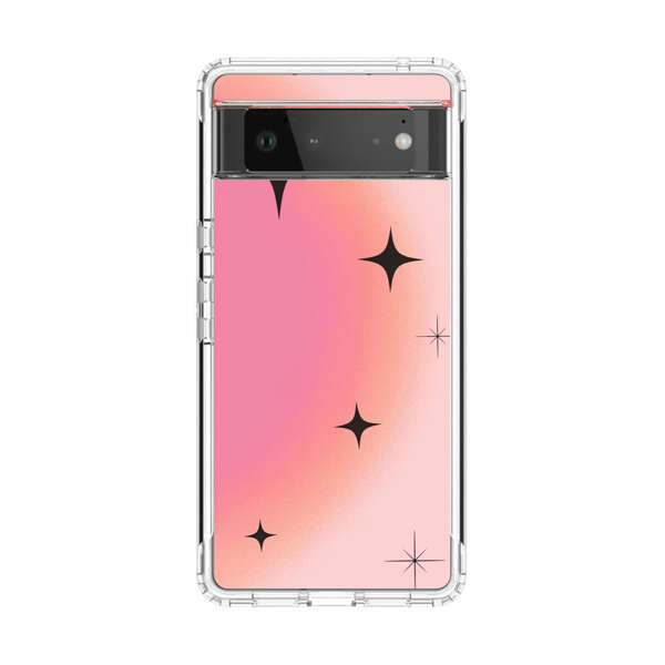 Pink Peach Gradient with Black Stars Google Pixel 6 Case