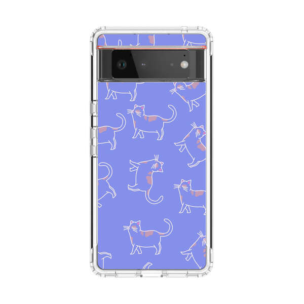 Playful Cartoon Cats on Purple Background Google Pixel 6 Case
